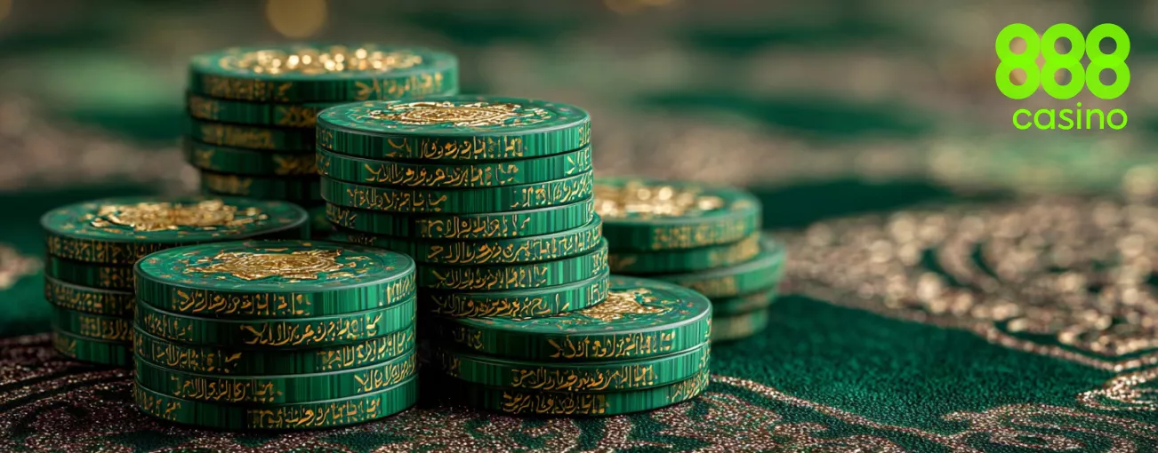 رقائق كازينو خضراء مزخرفة